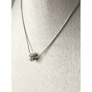 ACI Sterling Silver Mother of Pearl Spacer Bead Pendant‎ Necklace 18" Italy